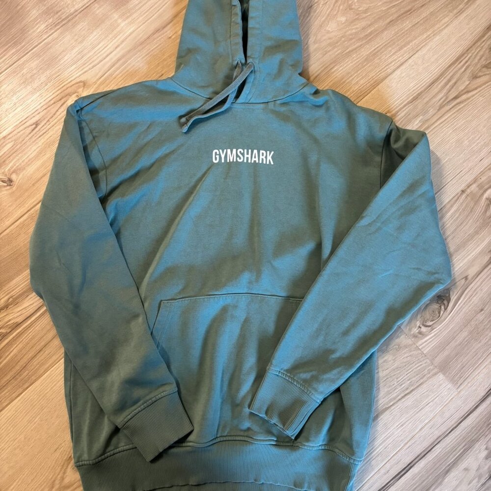 Gymshark XS Men's Light Green Hoodie with White Logo